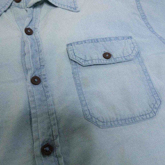 Vintage Wrangler Mens Shirt Large Denim Long Sleeve Button Down 90's - Picture 8 of 11